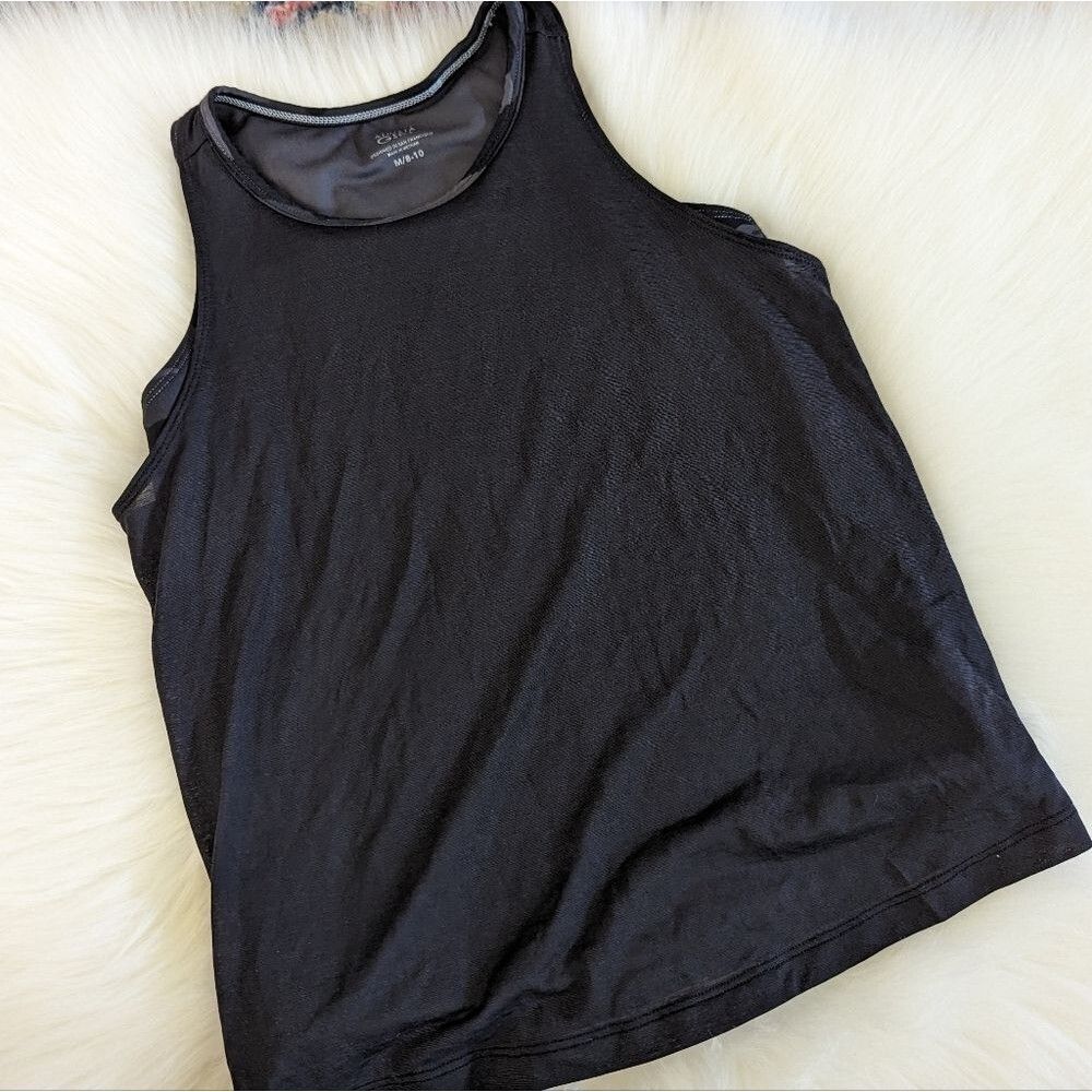 Athleta Girl black camo double layer open back tank top M Medium 8 10